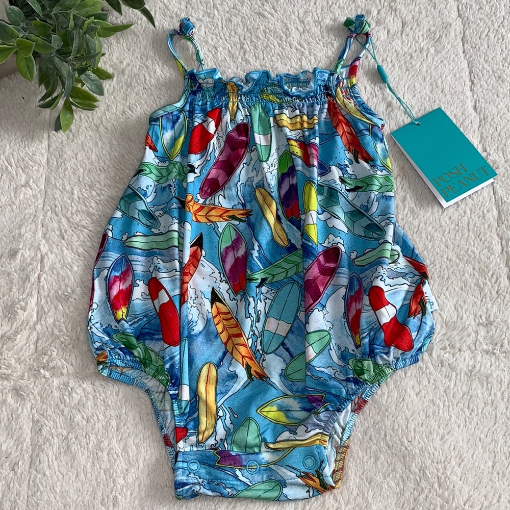 NWT Posh Peanut Wave Bubble Romper 18-24M Surf